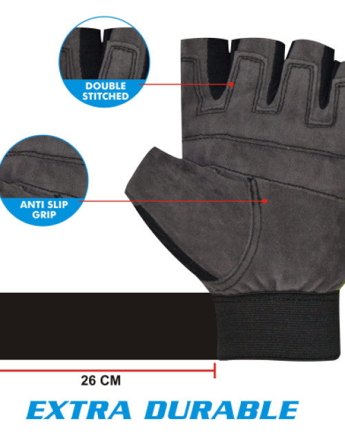 Anti-Slip, Symactive Gym Training Gloves, Set of 2, Vision, Grey/Green