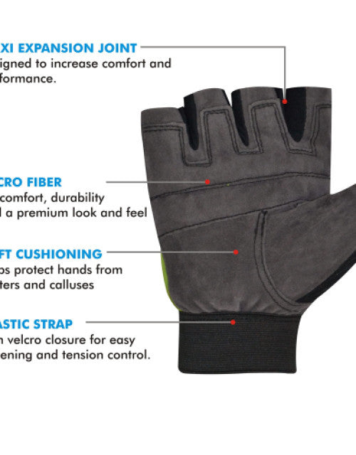 Anti-Slip, Symactive Gym Training Gloves, Set of 2, Vision, Grey/Green